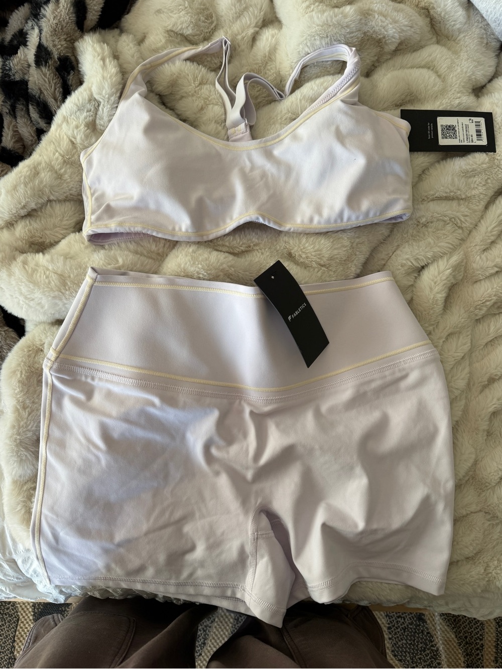 Fabletics Lilac Seamless Sports Bralette & High-Waist Shorts Set